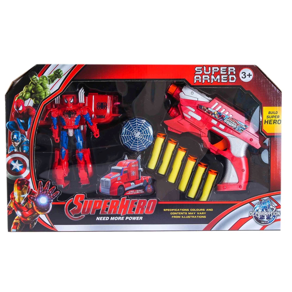 Набор "SUPERHERO.SUPER ARMED". В ассортименте. Продается комплектом 4 шт. Человек-паук, Железный человек, Халк, Капитан-Америка. Цена за 1шт.