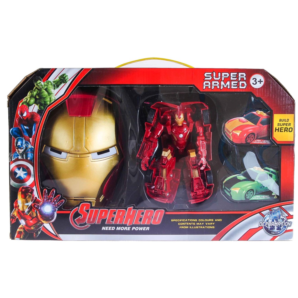 Набор "SUPERHERO.SUPER ARMED" с маской. Продается комплектом 4 шт. Человек-паук, Железный человек, Халк, Капитан-Америка. Цена за 1 шт.