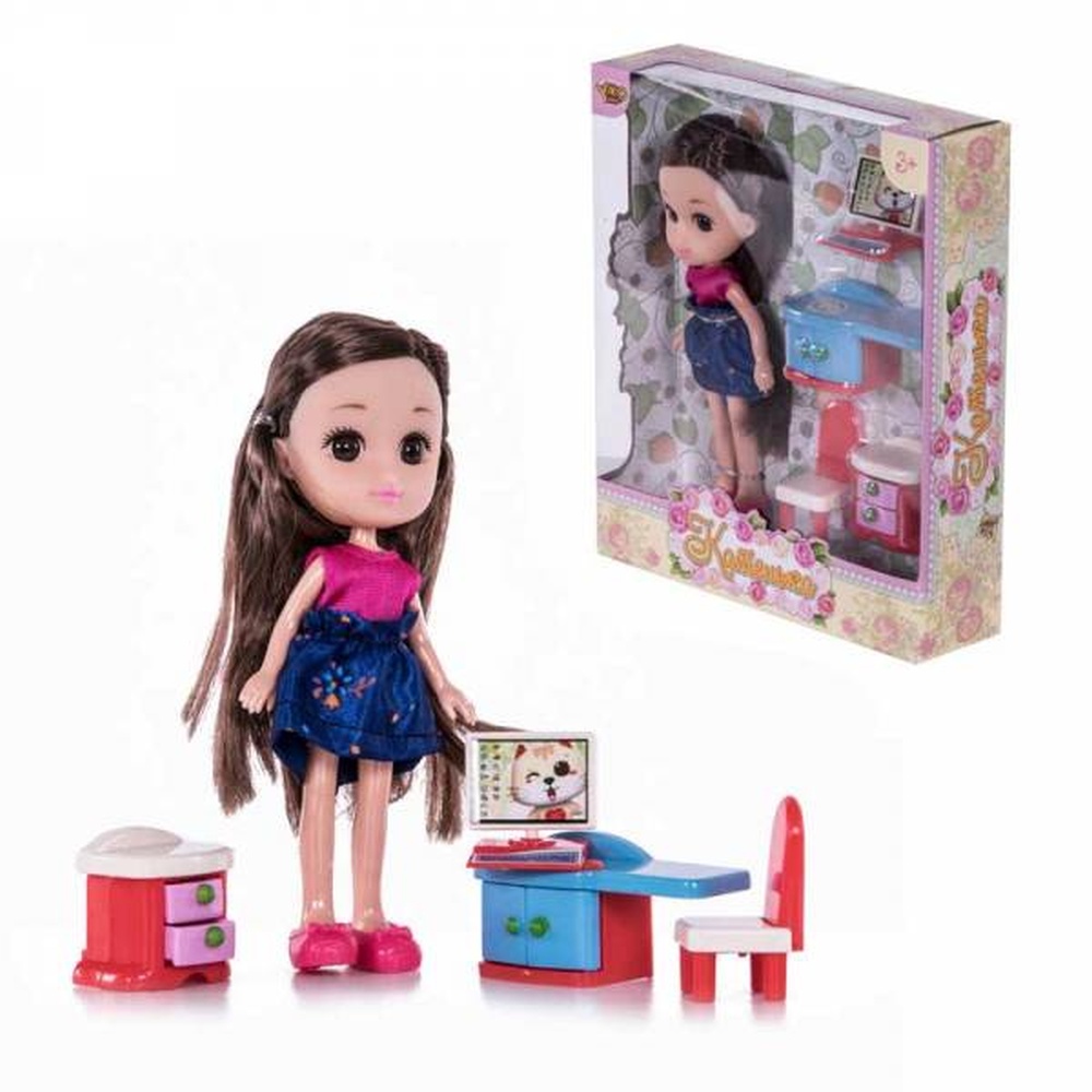 YAKO, Кукла КАТЕНЬКА с игрушечной мебелью, 16,5 см, M6611